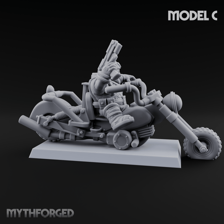 Hands In The Air Space Dwarf Bikers C Miniature for Dungeons and Dragons, Pathfinder or other TTRPGs