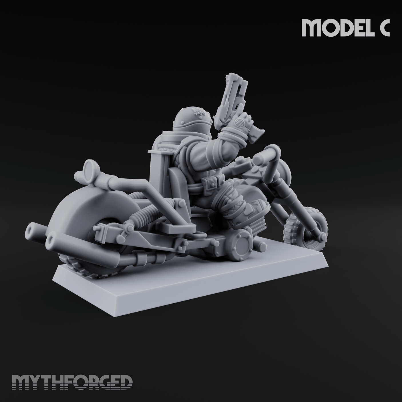 Hands In The Air Space Dwarf Bikers C Miniature for Dungeons and Dragons, Pathfinder or other TTRPGs