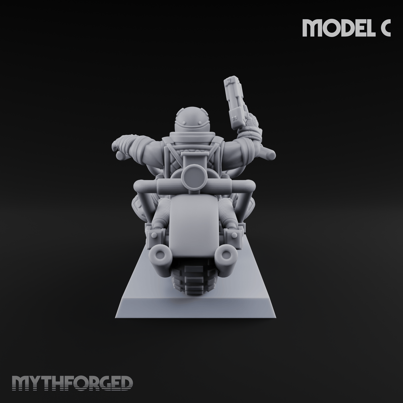 Hands In The Air Space Dwarf Bikers C Miniature for Dungeons and Dragons, Pathfinder or other TTRPGs