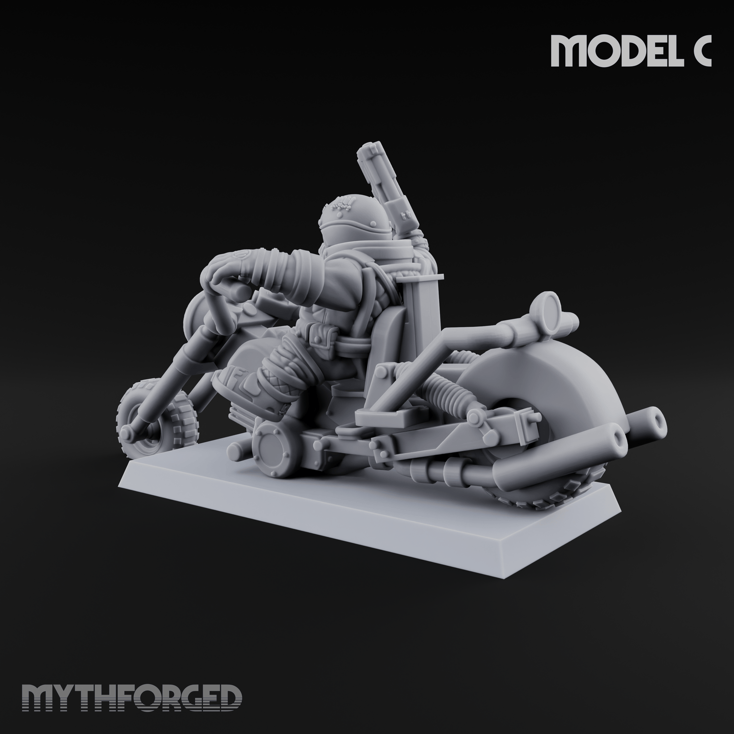 Hands In The Air Space Dwarf Bikers C Miniature for Dungeons and Dragons, Pathfinder or other TTRPGs