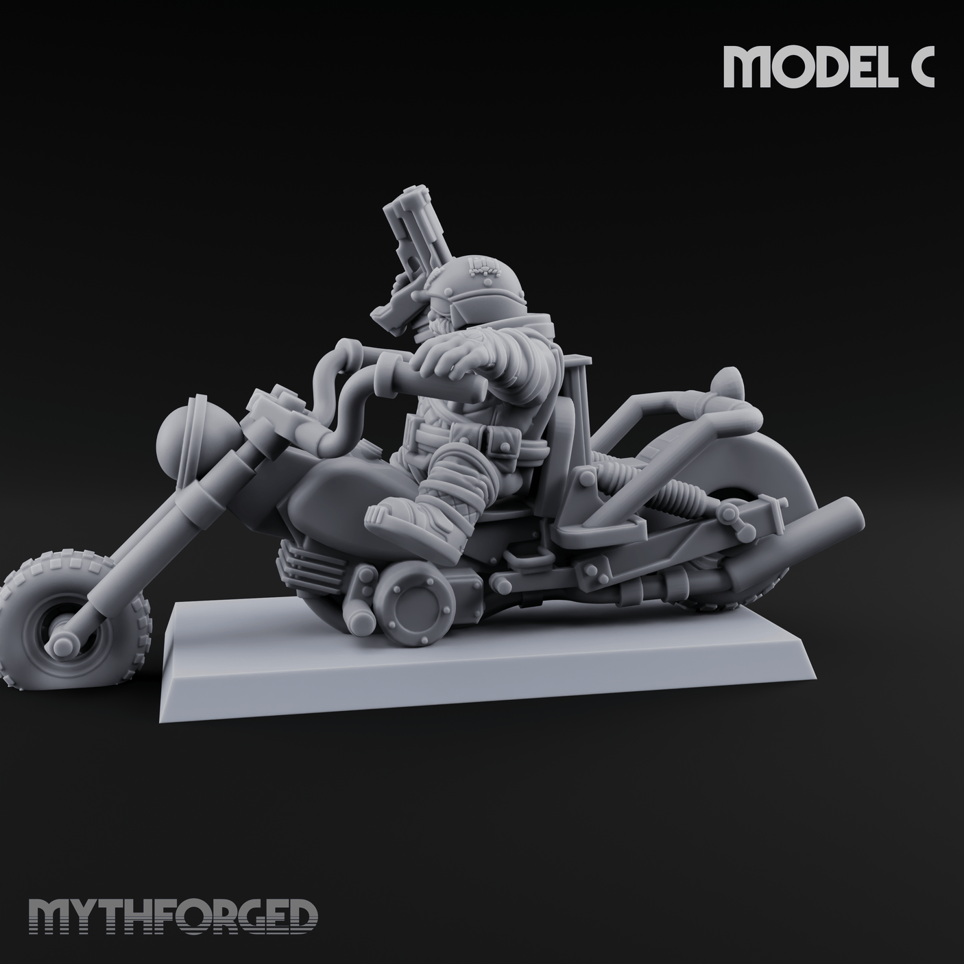 Hands In The Air Space Dwarf Bikers C Miniature for Dungeons and Dragons, Pathfinder or other TTRPGs
