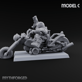 Hands In The Air Space Dwarf Bikers C Miniature for Dungeons and Dragons, Pathfinder or other TTRPGs
