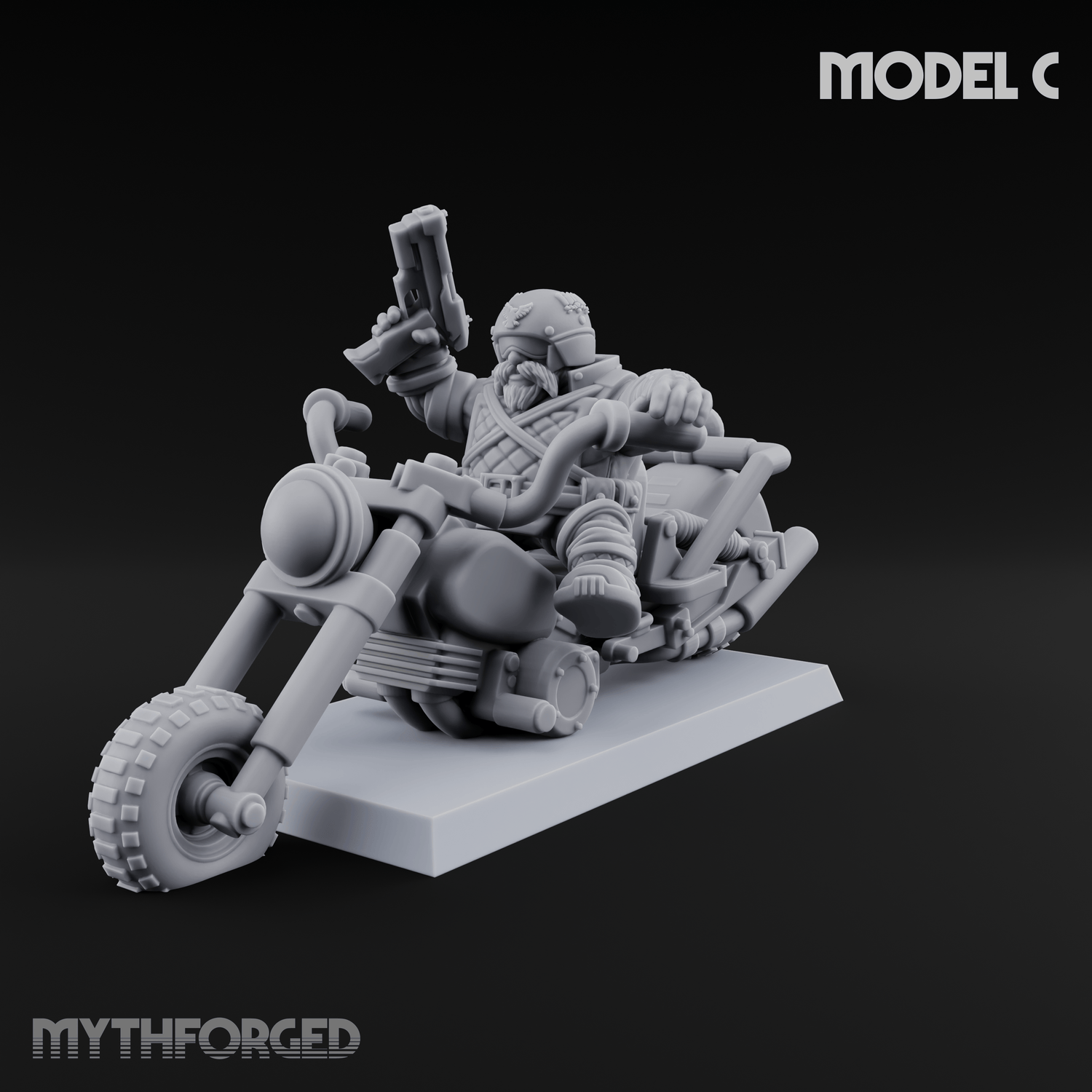 Hands In The Air Space Dwarf Bikers C Miniature for Dungeons and Dragons, Pathfinder or other TTRPGs