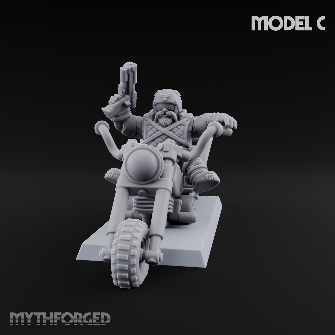 Hands In The Air Space Dwarf Bikers C Miniature for Dungeons and Dragons, Pathfinder or other TTRPGs