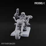 Hands In The Air Space Dwarf Bikers C Miniature for Dungeons and Dragons, Pathfinder or other TTRPGs