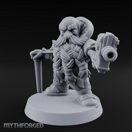 Gear Laden Gunslinger Dwarf Gunner Miniature for Dungeons and Dragons, Pathfinder or other TTRPGs