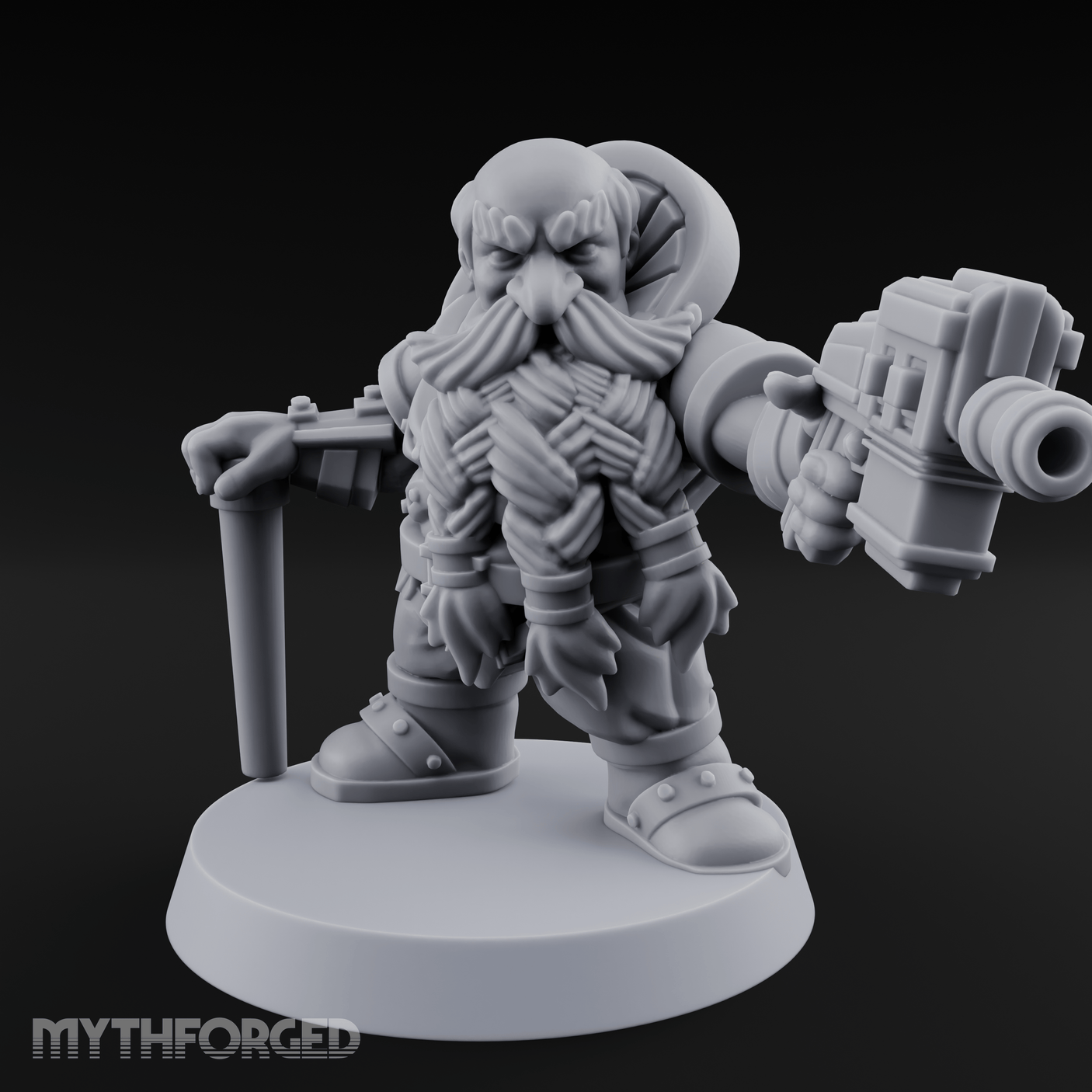 Gear Laden Gunslinger Dwarf Gunner Miniature for Dungeons and Dragons, Pathfinder or other TTRPGs
