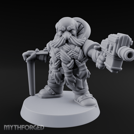 Gear Laden Gunslinger Dwarf Gunner Miniature for Dungeons and Dragons, Pathfinder or other TTRPGs