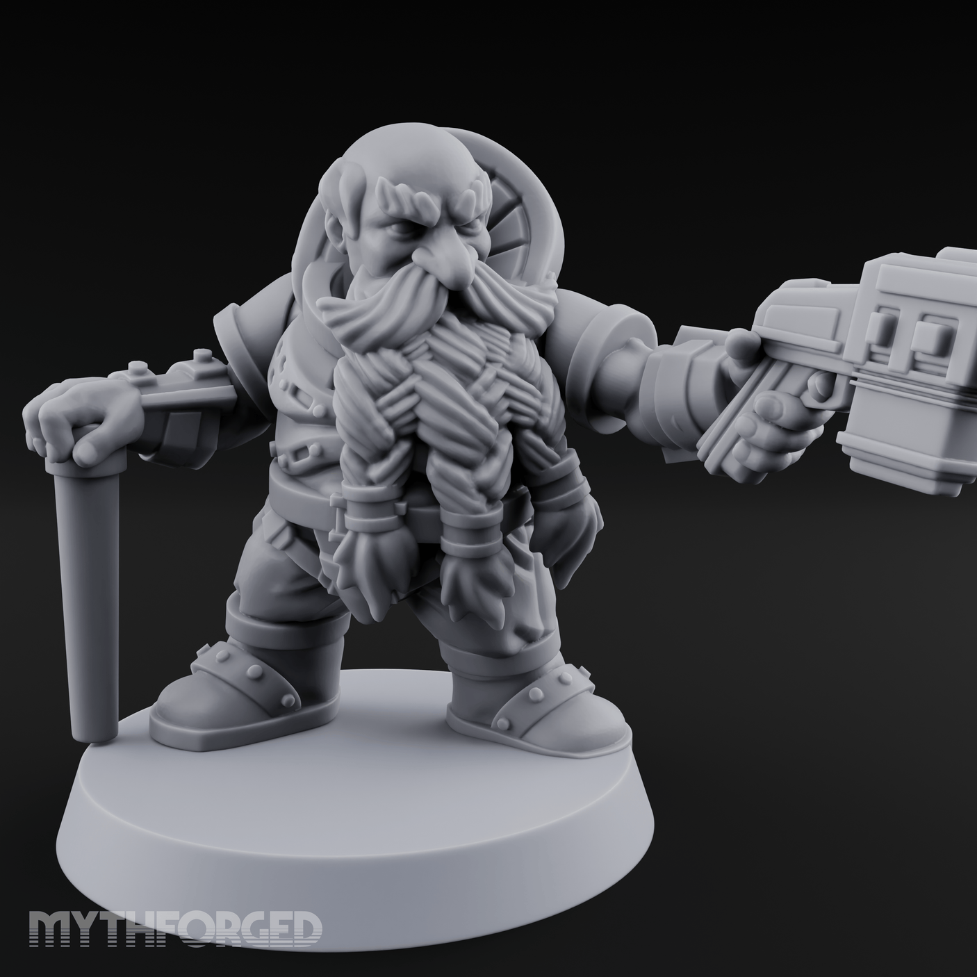 Gear Laden Gunslinger Dwarf Gunner Miniature for Dungeons and Dragons, Pathfinder or other TTRPGs