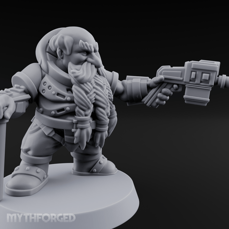 Gear Laden Gunslinger Dwarf Gunner Miniature for Dungeons and Dragons, Pathfinder or other TTRPGs