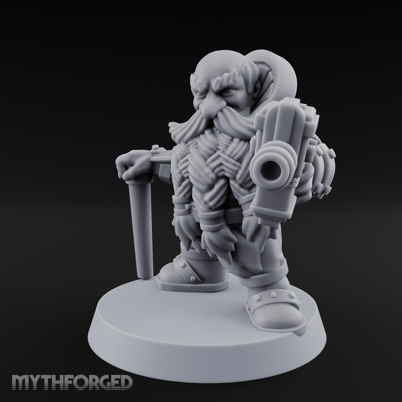 Gear Laden Gunslinger Dwarf Gunner Miniature for Dungeons and Dragons, Pathfinder or other TTRPGs