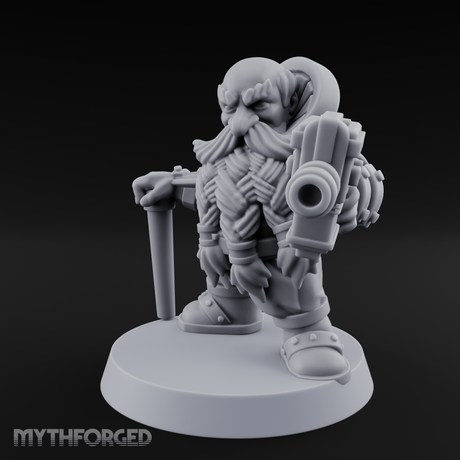 Gear Laden Gunslinger Dwarf Gunner Miniature for Dungeons and Dragons, Pathfinder or other TTRPGs