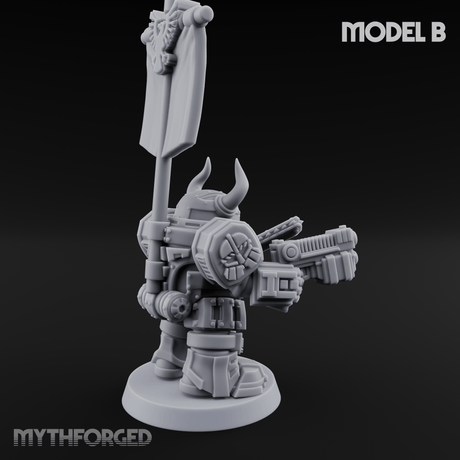 Fully Armoured Space Dwarf Troopers B Miniature for Dungeons and Dragons, Pathfinder or other TTRPGs