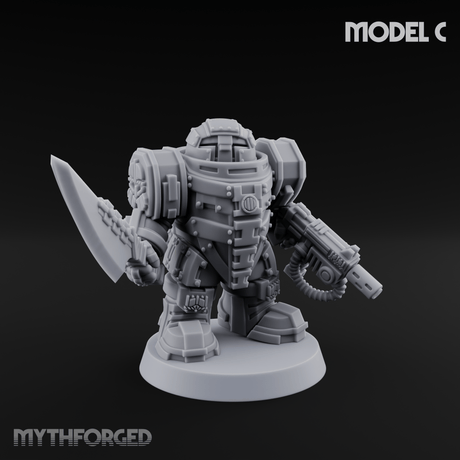 Fully Armoured Space Dwarf Troopers Miniature for Dungeons and Dragons, Pathfinder or other TTRPGs