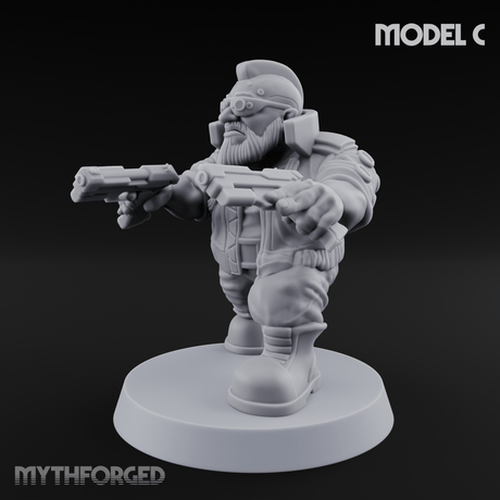Trigger Happy Space Dwarf Thugs C Miniature for Dungeons and Dragons, Pathfinder or other TTRPGs
