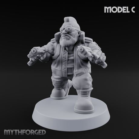 Trigger Happy Space Dwarf Thugs C Miniature for Dungeons and Dragons, Pathfinder or other TTRPGs