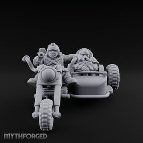 Sidecar Speeding Dwarf Trike Elder Miniature for Dungeons and Dragons, Pathfinder or other TTRPGs