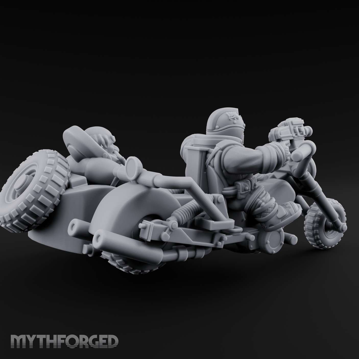 Sidecar Speeding Dwarf Trike Elder Miniature for Dungeons and Dragons, Pathfinder or other TTRPGs