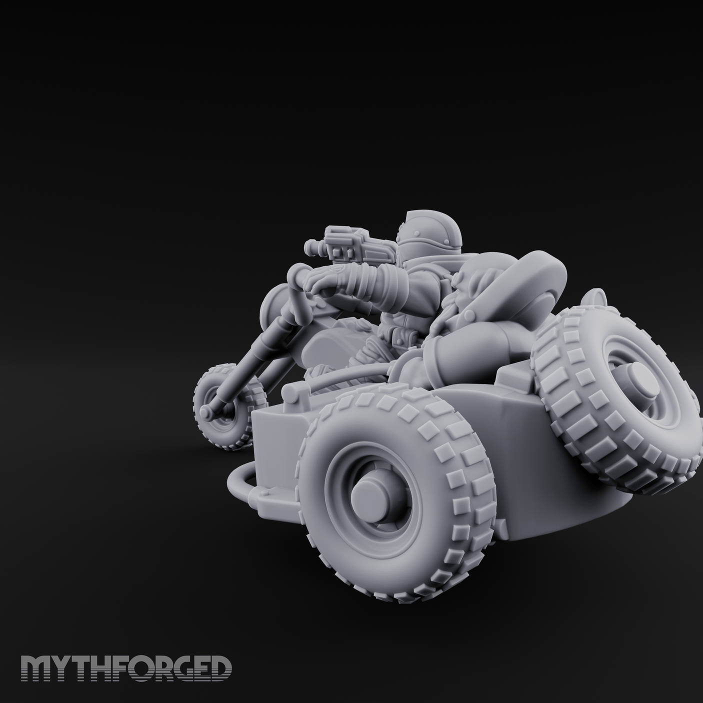 Sidecar Speeding Dwarf Trike Elder Miniature for Dungeons and Dragons, Pathfinder or other TTRPGs