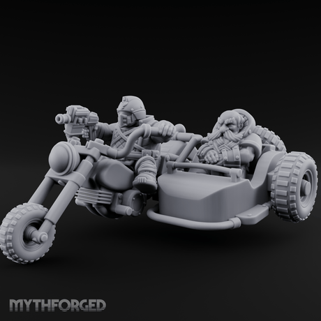 Sidecar Speeding Dwarf Trike Elder Miniature for Dungeons and Dragons, Pathfinder or other TTRPGs