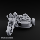 Sidecar Speeding Dwarf Trike Elder Miniature for Dungeons and Dragons, Pathfinder or other TTRPGs