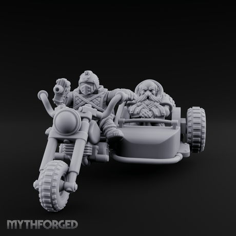 Sidecar Speeding Dwarf Trike Elder Miniature for Dungeons and Dragons, Pathfinder or other TTRPGs