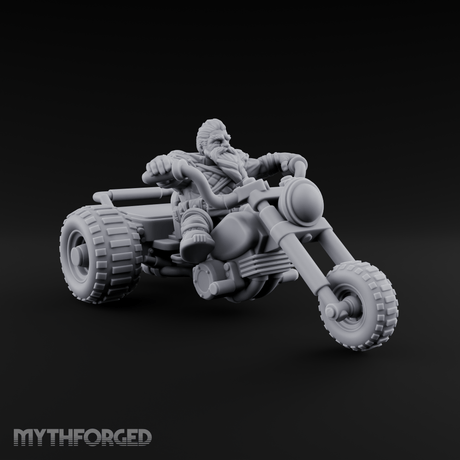Throttle Wide Open Dwarf Biker Miniature for Dungeons and Dragons, Pathfinder or other TTRPGs