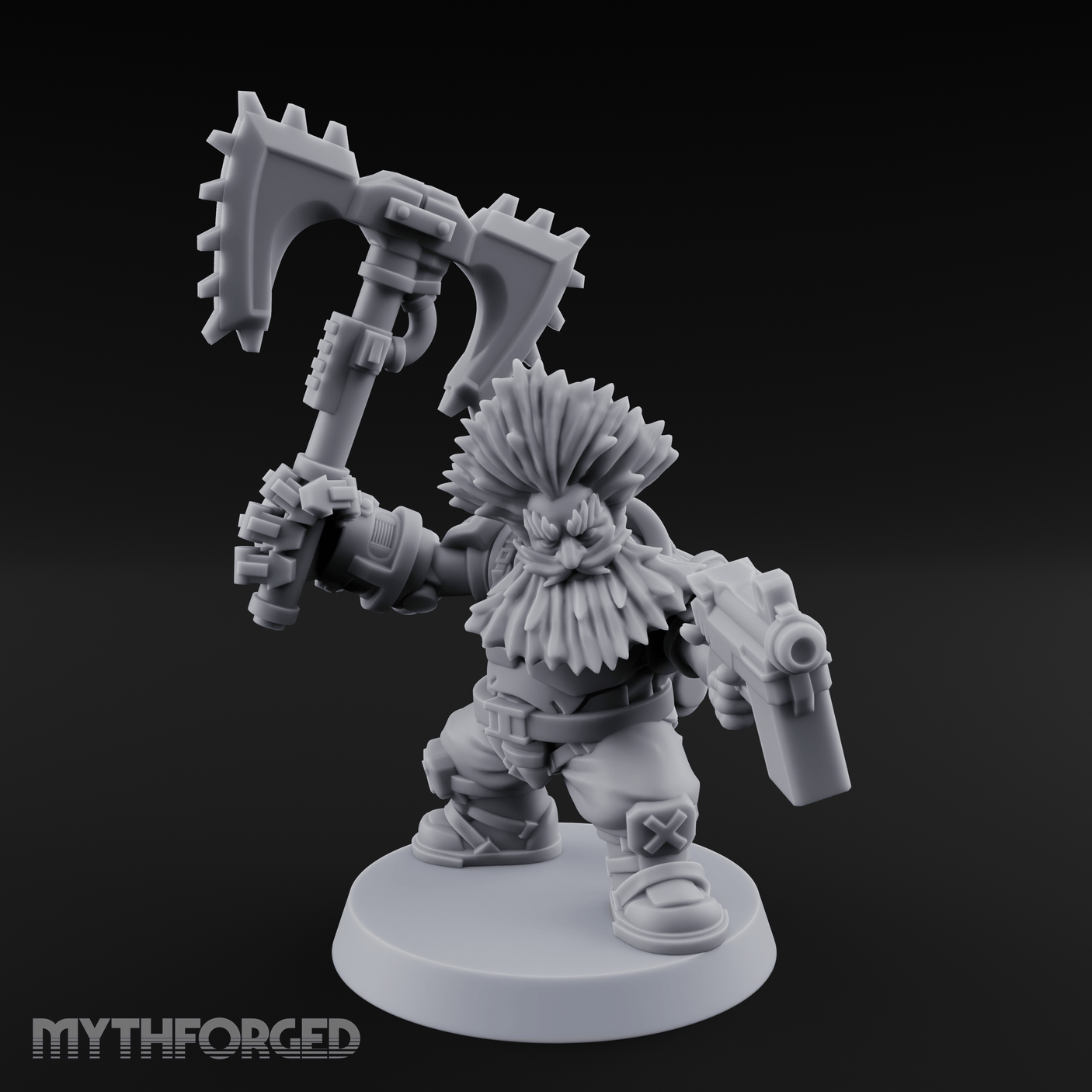 Double Axe Wielding Space Dwarf Warlord Miniature for Dungeons and Dragons, Pathfinder or other TTRPGs