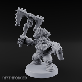 Double Axe Wielding Space Dwarf Warlord Miniature for Dungeons and Dragons, Pathfinder or other TTRPGs