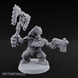 Double Axe Wielding Space Dwarf Warlord Miniature for Dungeons and Dragons, Pathfinder or other TTRPGs