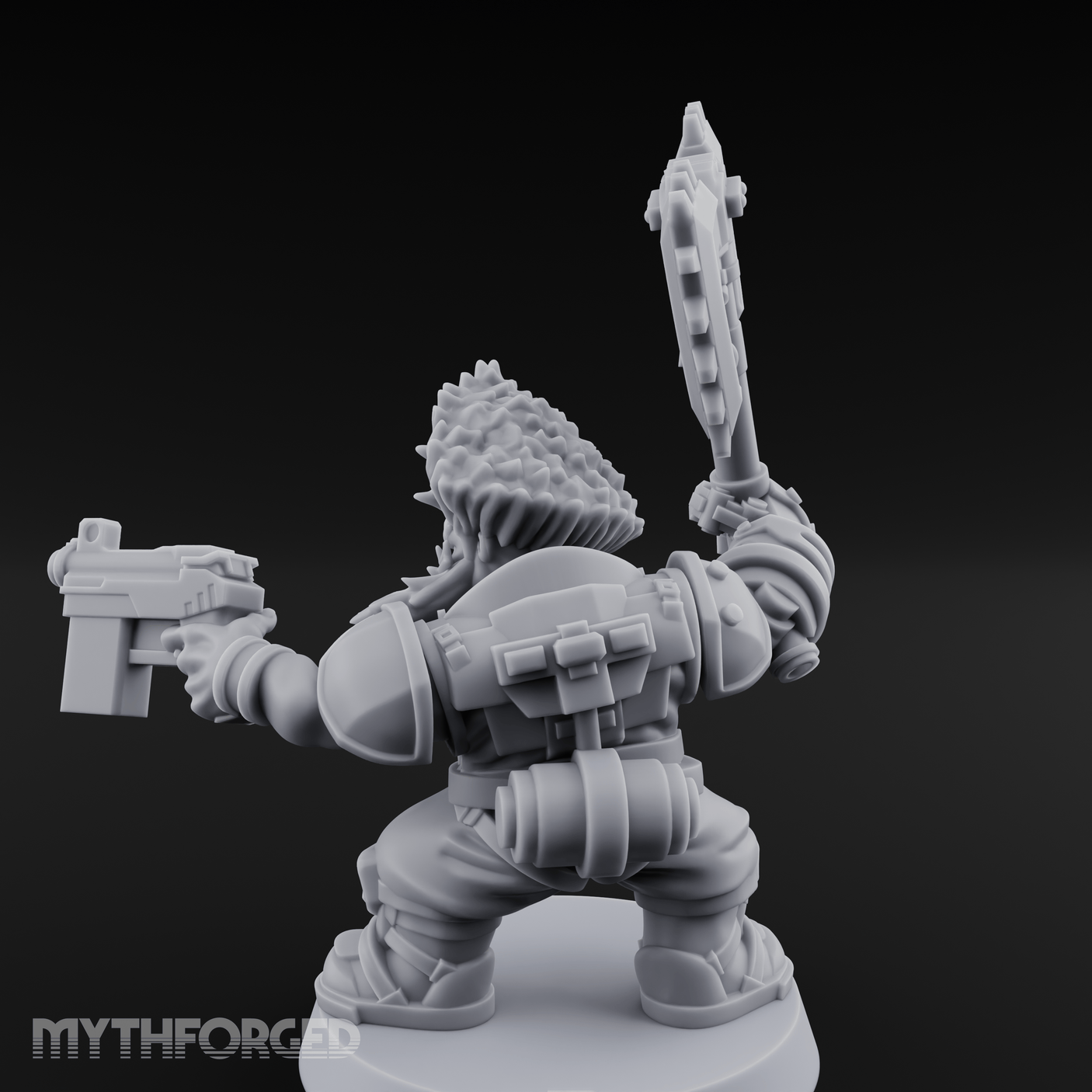 Double Axe Wielding Space Dwarf Warlord Miniature for Dungeons and Dragons, Pathfinder or other TTRPGs
