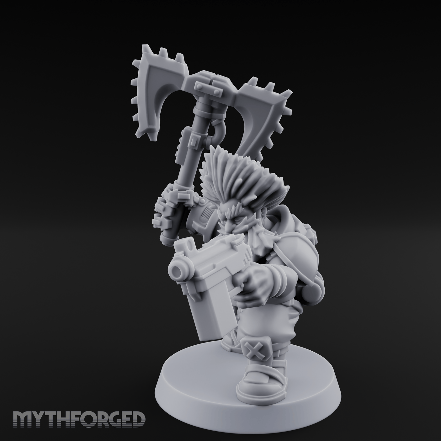 Double Axe Wielding Space Dwarf Warlord Miniature for Dungeons and Dragons, Pathfinder or other TTRPGs