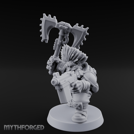 Double Axe Wielding Space Dwarf Warlord Miniature for Dungeons and Dragons, Pathfinder or other TTRPGs