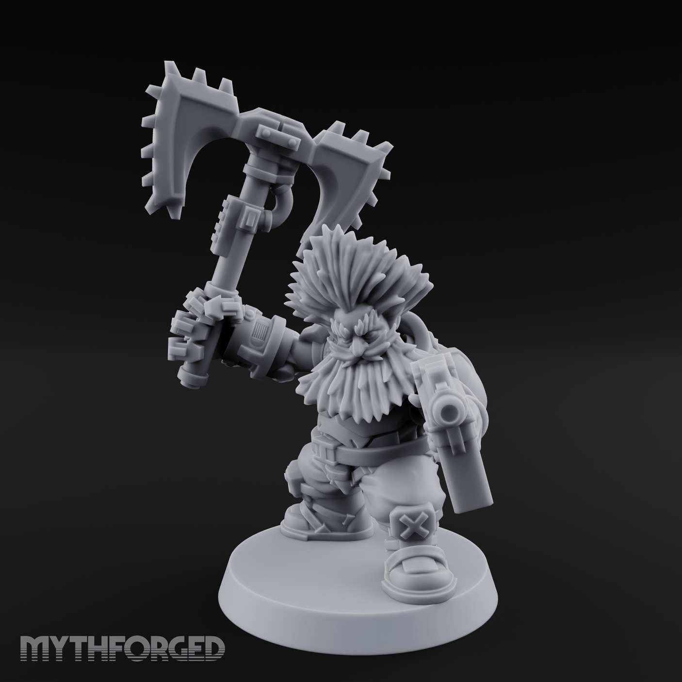 Double Axe Wielding Space Dwarf Warlord Miniature for Dungeons and Dragons, Pathfinder or other TTRPGs