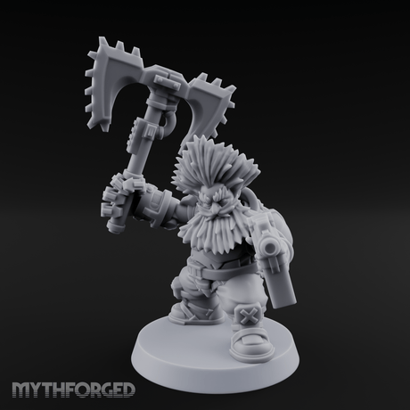 Double Axe Wielding Space Dwarf Warlord Miniature for Dungeons and Dragons, Pathfinder or other TTRPGs