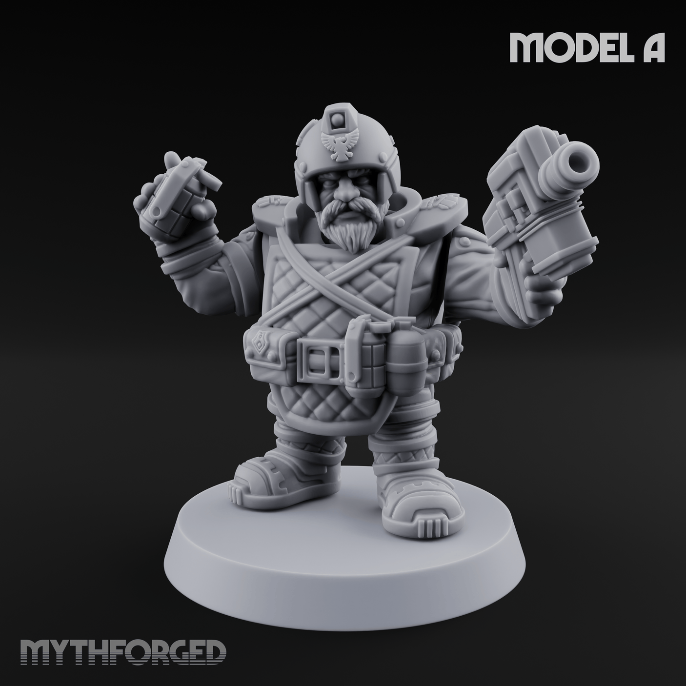 Both Barrels Blazing Space Dwarf Soldiers Miniature for Dungeons and Dragons, Pathfinder or other TTRPGs