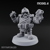 Both Barrels Blazing Space Dwarf Soldiers Miniature for Dungeons and Dragons, Pathfinder or other TTRPGs