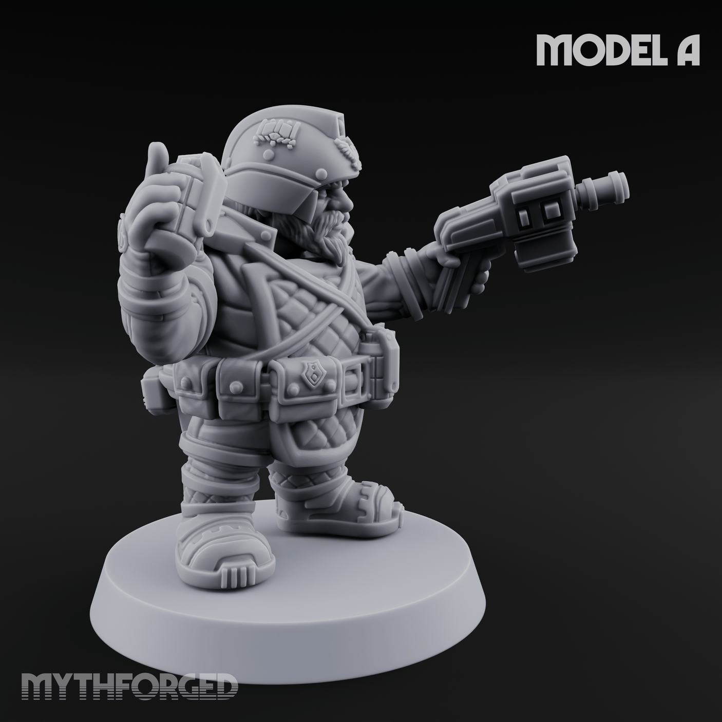 Both Barrels Blazing Space Dwarf Soldiers A Miniature for Dungeons and Dragons, Pathfinder or other TTRPGs