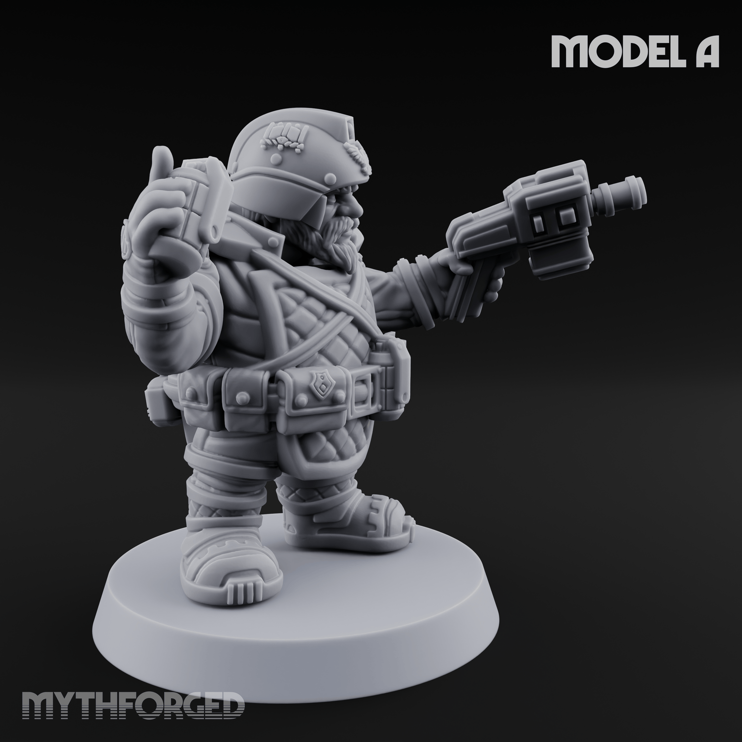 Both Barrels Blazing Space Dwarf Soldiers A Miniature for Dungeons and Dragons, Pathfinder or other TTRPGs
