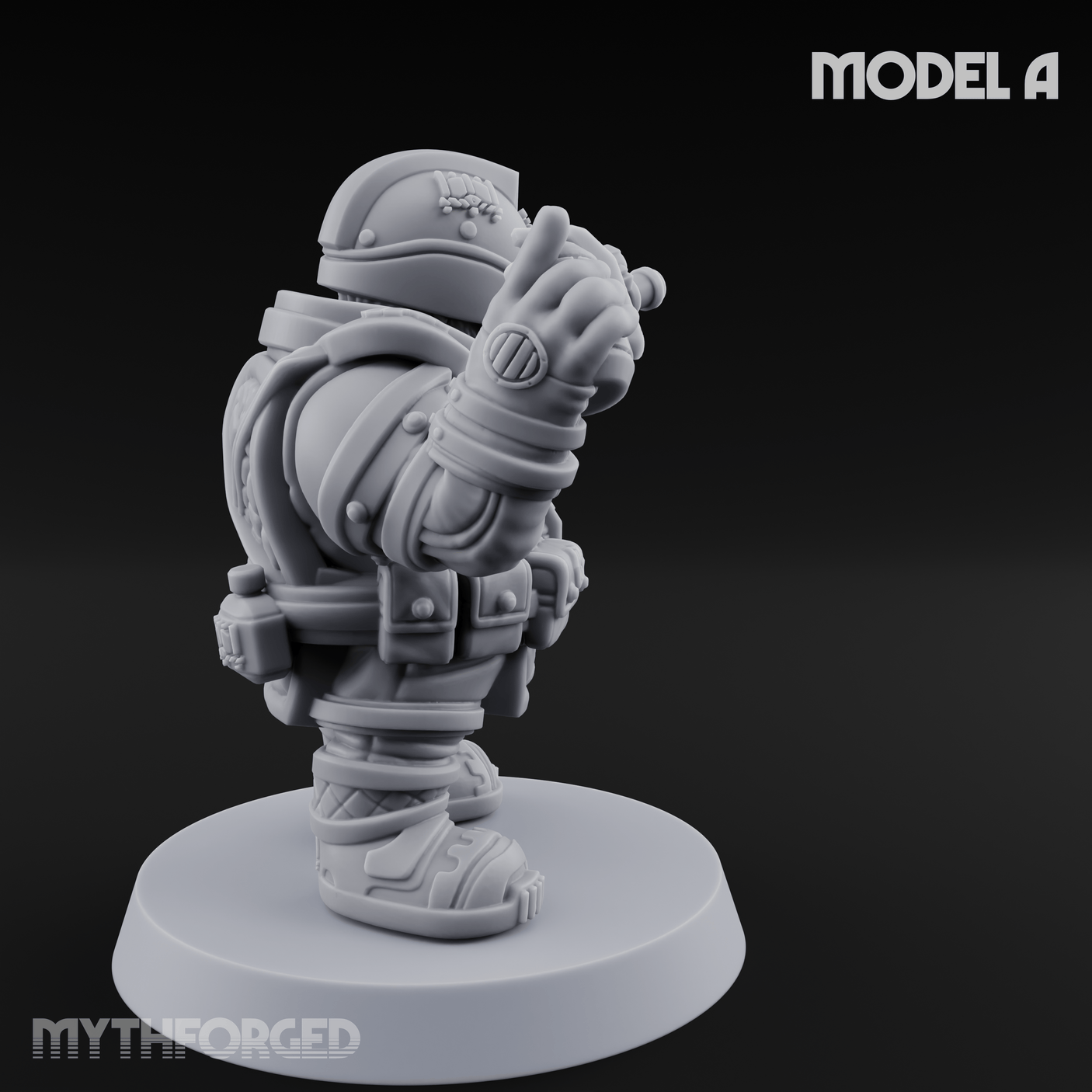 Both Barrels Blazing Space Dwarf Soldiers A Miniature for Dungeons and Dragons, Pathfinder or other TTRPGs
