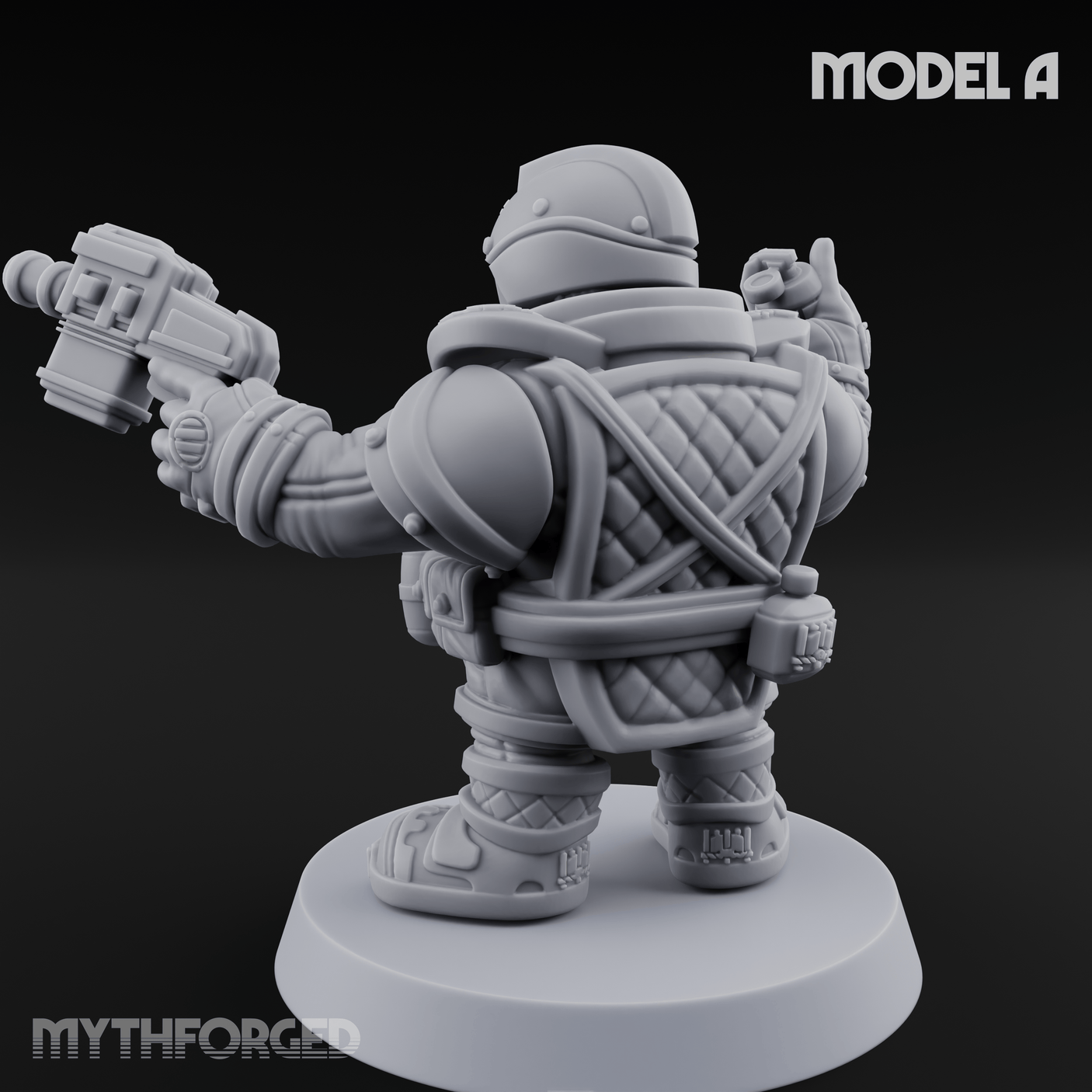 Both Barrels Blazing Space Dwarf Soldiers A Miniature for Dungeons and Dragons, Pathfinder or other TTRPGs
