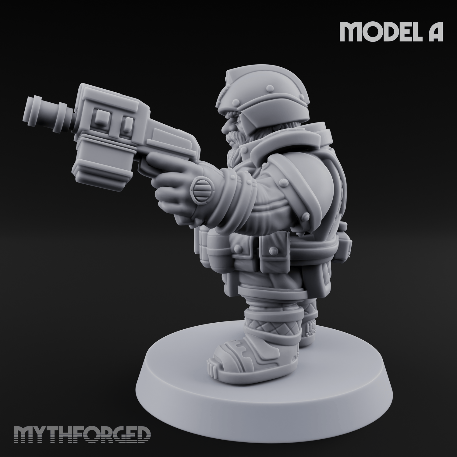 Both Barrels Blazing Space Dwarf Soldiers A Miniature for Dungeons and Dragons, Pathfinder or other TTRPGs