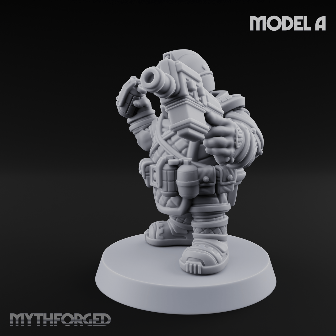 Both Barrels Blazing Space Dwarf Soldiers A Miniature for Dungeons and Dragons, Pathfinder or other TTRPGs
