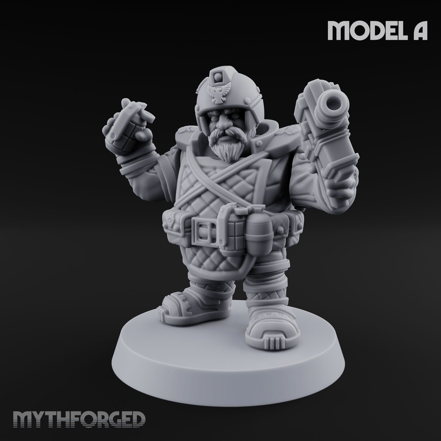 Both Barrels Blazing Space Dwarf Soldiers A Miniature for Dungeons and Dragons, Pathfinder or other TTRPGs