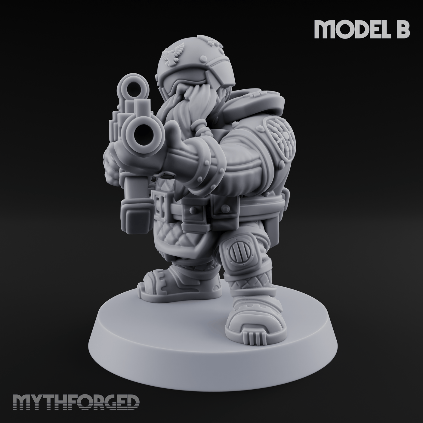 Both Barrels Blazing Space Dwarf Soldiers Miniature for Dungeons and Dragons, Pathfinder or other TTRPGs