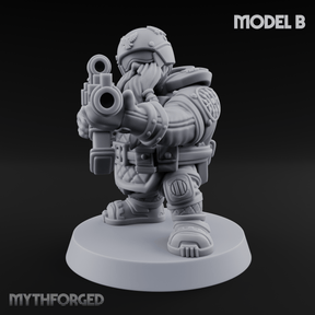 Both Barrels Blazing Space Dwarf Soldiers B Miniature for Dungeons and Dragons, Pathfinder or other TTRPGs