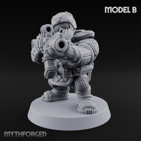 Both Barrels Blazing Space Dwarf Soldiers B Miniature for Dungeons and Dragons, Pathfinder or other TTRPGs