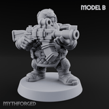 Both Barrels Blazing Space Dwarf Soldiers B Miniature for Dungeons and Dragons, Pathfinder or other TTRPGs