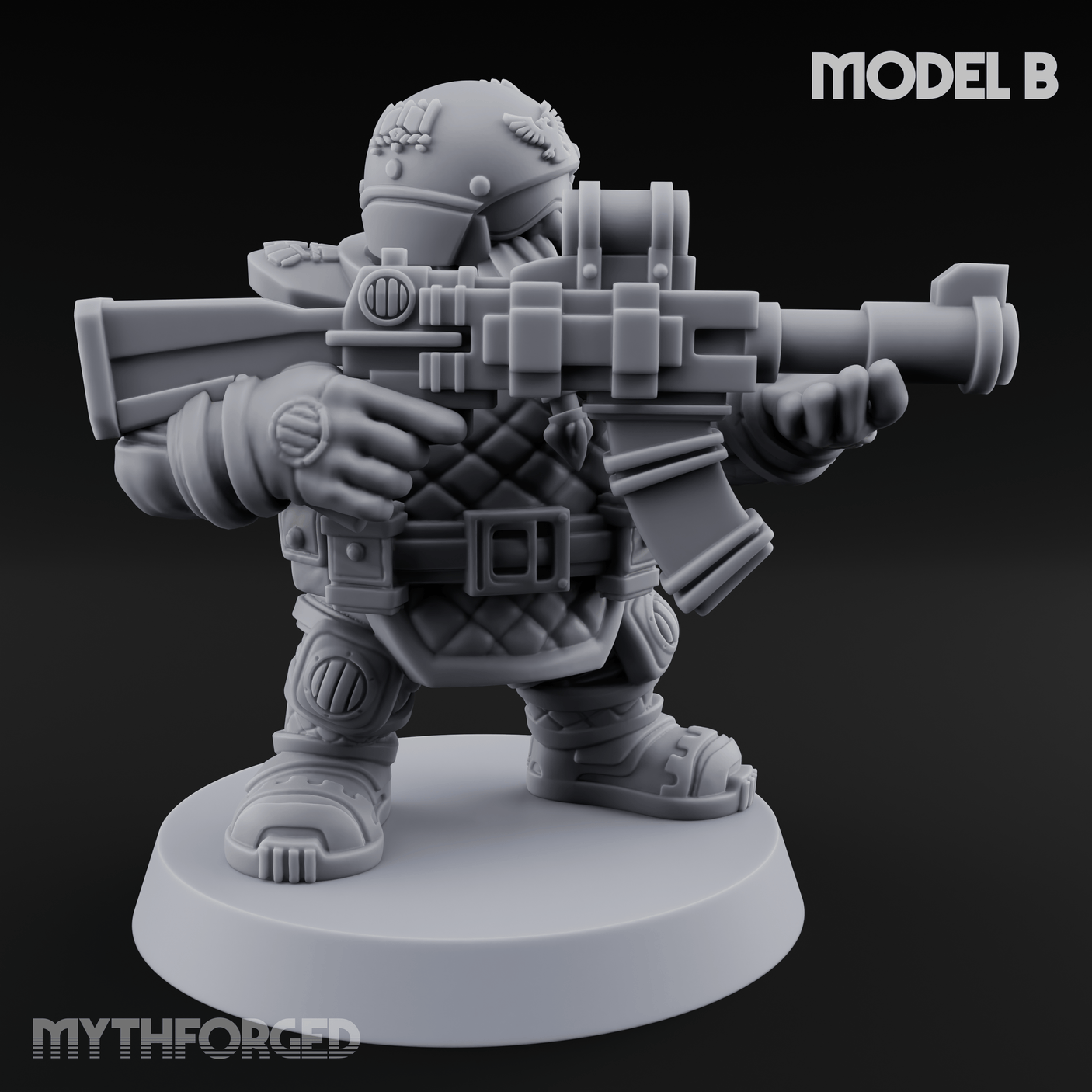 Both Barrels Blazing Space Dwarf Soldiers B Miniature for Dungeons and Dragons, Pathfinder or other TTRPGs