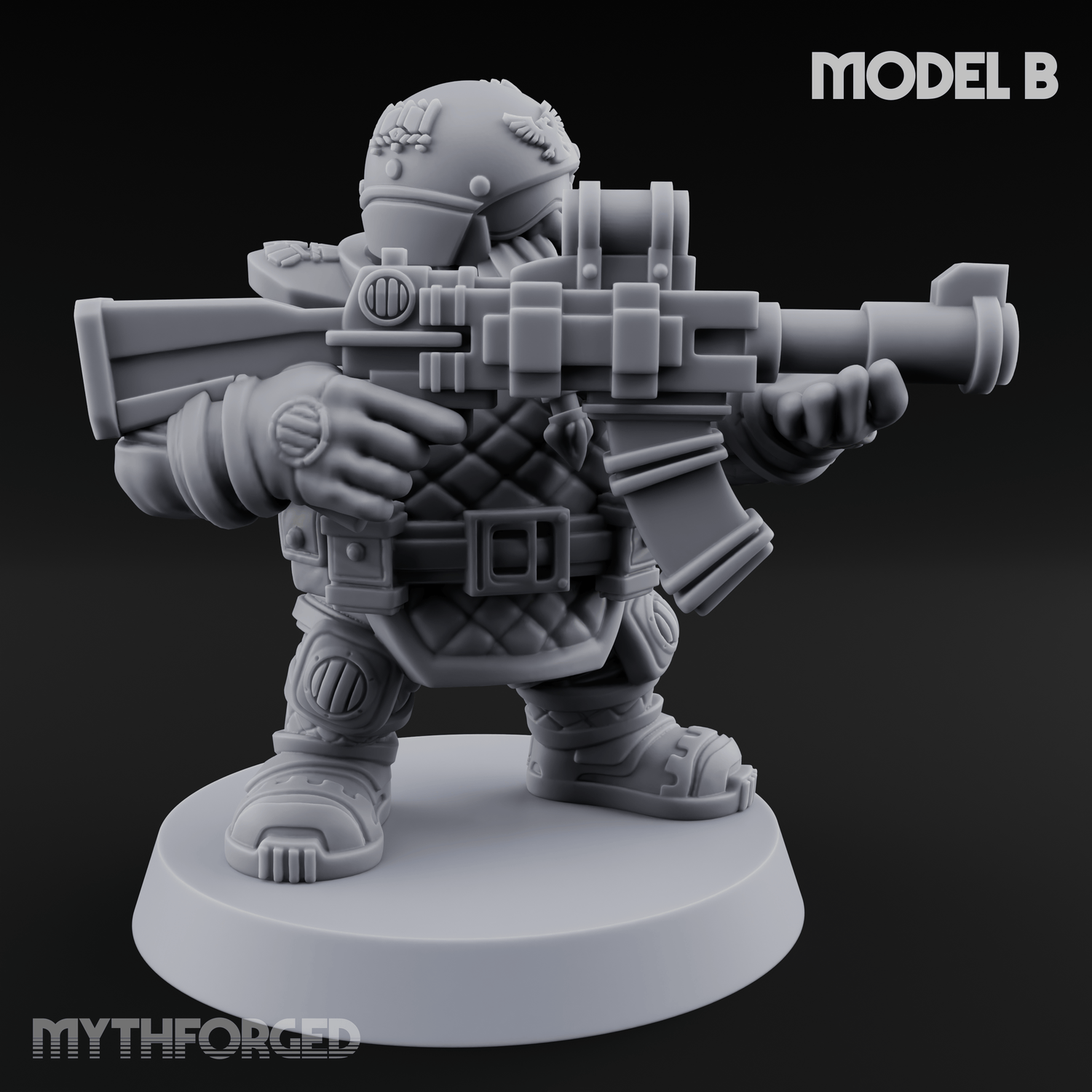 Both Barrels Blazing Space Dwarf Soldiers B Miniature for Dungeons and Dragons, Pathfinder or other TTRPGs